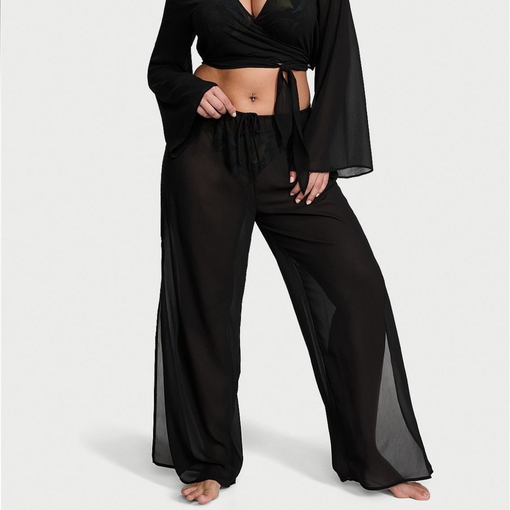 Victoria’s Secret Swim Sheer Crinkle Wide-Leg Pants